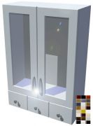 Lesklá horní prosklená skříňka Carmen 60 cm se šuplíky