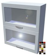 Lesklá skříňka dvojvýklopná prosklená Carmen 70 cm