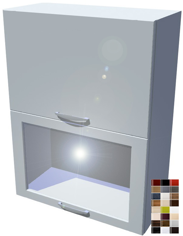Lesklá skříňka dvojvýklopná prosklená Carmen 60 cm