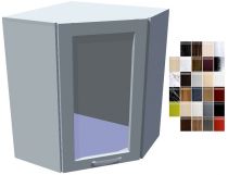 Lesklá horní skříňka rohová prosklená Carmen