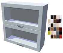 Lesklá skříňka dvojvýklopná prosklená Carmen 90 cm