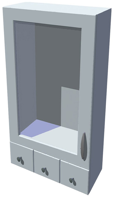 Horní stojací skříňka prosklená se šuplíky Diana 60 cm - výška 121 cm